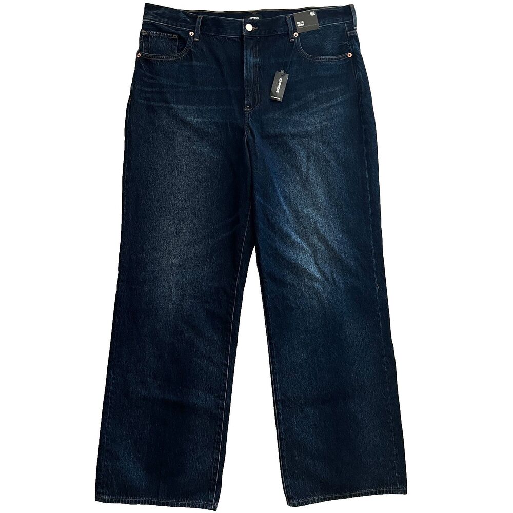 The Limited Womens Jeans Size 16R Wide Leg High Rise Cotton Dark Wash NWT